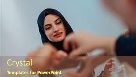  Presentation with iftar - Theme enhanced with modern-multiethnic-muslim-family-sharing background and a tawny brown colored foreground