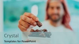  Presentation with iftar - Presentation design featuring modern-multiethnic-muslim-family-sharing background and a light blue colored foreground