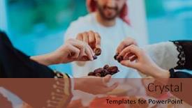  Presentation with iftar - Presentation theme having modern-multiethnic-muslim-family-sharing background and a tawny brown colored foreground
