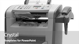  Presentation with scanner - PPT theme with modern multipurpose device a fax background and a gray colored foreground