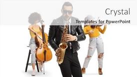  Presentation with music band - Presentation design having modern-music-band-performing background and a white colored foreground