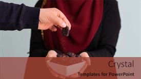  Presentation with woman muslim - PPT theme enhanced with modern-muslim-woman-holding background and a tawny brown colored foreground