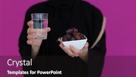  Presentation with date fruit - Amazing PPT theme having modern-muslim-woman-in-abaya backdrop and a black colored foreground