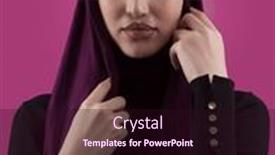  Presentation with diverse people - Presentation design with modern-muslim-woman-wearing-stylish background and a wine colored foreground