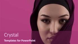  Presentation with diverse people - Presentation theme featuring modern-muslim-woman-wearing-stylish background and a violet colored foreground