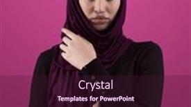  Presentation with diverse people - PPT theme consisting of modern-muslim-woman-wearing-stylish background and a wine colored foreground