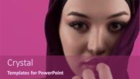  Presentation with diverse people - Theme with modern-muslim-woman-wearing-stylish background and a  colored foreground