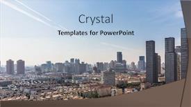  Presentation with skyline - Beautiful slide deck featuring modern-nanjing-city-skyline backdrop and a light blue colored foreground