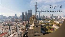  Presentation with skyline - Slide deck enhanced with modern-nanjing-city-skyline background and a light blue colored foreground
