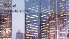  Presentation with modern building - Amazing presentation theme having modern office building at night backdrop and a light blue colored foreground