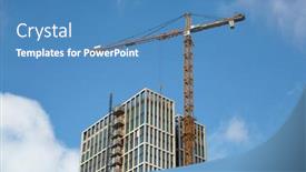  Presentation with under construction - Presentation design with modern-office-building-block-under background and a teal colored foreground