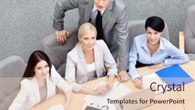  Presentation with business process - Theme consisting of modern office building cooperation process background and a lemonade colored foreground