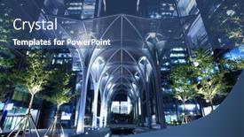  Presentation with modern building - Theme enhanced with modern-office-building-in-beijing background and a ocean colored foreground