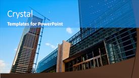  Presentation with shanghai - Theme with modern office building in dusk of shanghai china background and a teal colored foreground