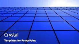  Presentation with reflecting - Presentation theme consisting of modern office building with reflecting windows background and a royal blue colored foreground