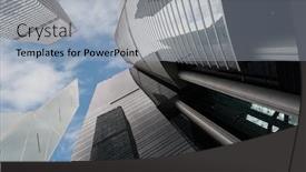  Presentation with office buildings - Slides having modern office buildings in central background and a light blue colored foreground