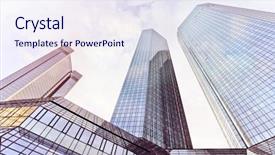  Presentation with office buildings - Audience pleasing slides consisting of modern office buildings in frankfurt backdrop and a sky blue colored foreground