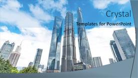  Presentation with shanghai - Presentation with modern-office-buildings-in-shanghai background and a light blue colored foreground