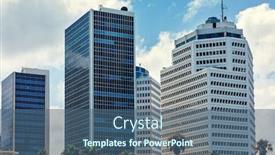  Presentation with office buildings - PPT layouts with modern-office-buildings-lined background and a ocean colored foreground