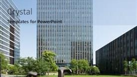  Presentation with office buildings - Amazing PPT layouts having modern office buildings near meadow in midtown of hangzhou backdrop and a light blue colored foreground