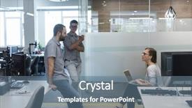  Presentation with casual young people - Colorful slides enhanced with modern office have team backdrop and a ocean colored foreground