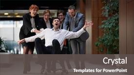  Presentation with office chair - Slide set having modern office indoors have fun background and a dark gray colored foreground