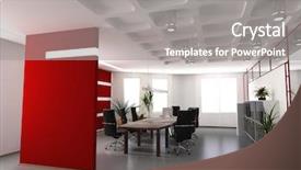  Presentation with interior design office - Slides enhanced with modern office interior design 3d background and a gray colored foreground