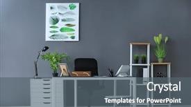  Presentation with plants - Colorful presentation design enhanced with modern office interior with plants backdrop and a gray colored foreground