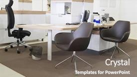  Presentation with office ergonomics - Amazing theme having modern office interior workplace employee backdrop and a gray colored foreground