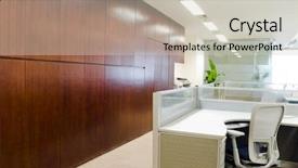  Presentation with commercial - PPT layouts consisting of modern office interior background and a soft green colored foreground