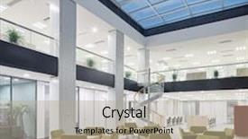  Presentation with lobby - Cool new presentation theme with modern office lobby hall interior backdrop and a mint green colored foreground