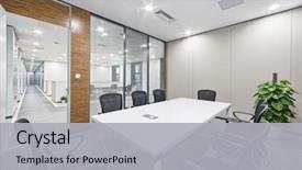  Presentation with office room - Theme having modern office meeting room interior background and a light gray colored foreground