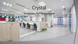 Presentation with office room - Theme enhanced with modern office room interior background and a light gray colored foreground