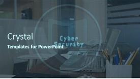  Presentation with cybersecurity - PPT layouts consisting of modern-office-setup-displays and a ocean colored foreground