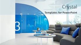  Presentation with lobby - Amazing PPT theme having modern-office-with-cozy-lobby backdrop and a light blue colored foreground