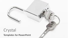  Presentation with padlock - Beautiful slide deck featuring modern padlock with keys on a white background backdrop and a white colored foreground