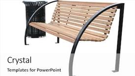  Presentation with bin - Colorful presentation theme enhanced with modern park bench and rubbish bin backdrop and a white colored foreground