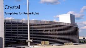  Presentation with international - Colorful presentation theme enhanced with modern parking garage at international backdrop and a light blue colored foreground