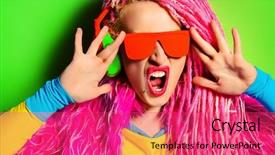  Presentation with fashion show - Beautiful PPT theme featuring modern party girl dj in bright clothes headphones and with bright dreadlocks disco party show business bright fashion backdrop and a red colored foreground