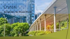  Presentation with pedestrian - Cool new presentation with modern-pedestrian-walkway-in-modern backdrop and a light blue colored foreground