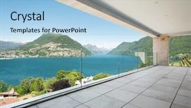  Presentation with lake - Presentation theme enhanced with modern penthouse lake view background and a light blue colored foreground
