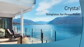  Presentation with lake - Amazing PPT theme having modern penthouse lake view backdrop and a light blue colored foreground