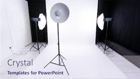  Presentation with lighting - Audience pleasing presentation theme consisting of modern-photo-studio-with-lighting backdrop and a sky blue colored foreground