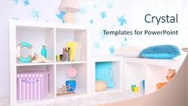  Presentation with school children - Beautiful slide deck featuring modern playroom for children backdrop and a sky blue colored foreground