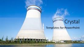  Presentation with power plant - PPT theme having modern-power-plant-near-river background and a light blue colored foreground