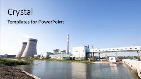  Presentation with power plant - Slides enhanced with modern-power-plant-near-river background and a light blue colored foreground