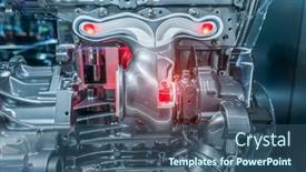  Presentation with car engine - Cool new presentation with modern-powerful-car-engine-section backdrop and a ocean colored foreground