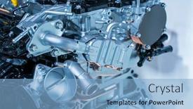  Presentation with car engine - Slide set having modern-powerful-car-engine-section background and a light blue colored foreground