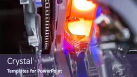  Presentation with car engine - Amazing PPT theme having modern-powerful-car-engine-section backdrop and a violet colored foreground