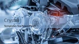  Presentation with car engine - Presentation theme featuring modern-powerful-car-engine-section background and a light blue colored foreground